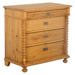 Antique Pine Chest of Drawers with Turned Columns, circa 1860