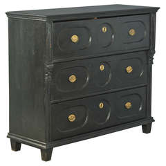 Antique Large Black Chest of Drawers, circa 1860
