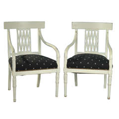 Antique Pair Swedish Chairs, Gusavian Style