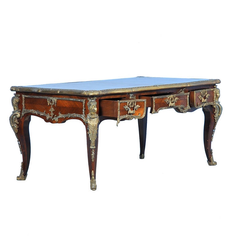 Ornate Antique French Bureau Plat Desk/Writing Table