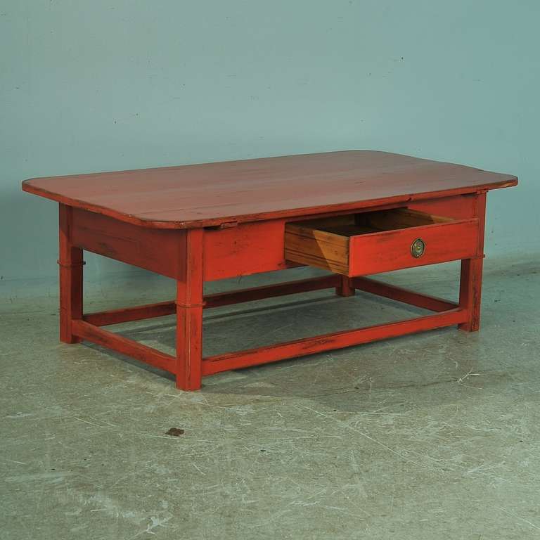 Danish Antique Red Painted Coffee Table, Denmark, circa 1880