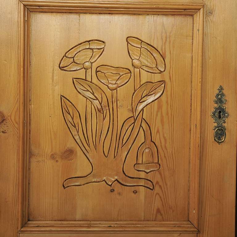 Antique Danish Pine Sideboard with Carved Panel Doors, circa 1870 2