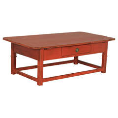 Antique Red Painted Coffee Table, Denmark, circa 1880