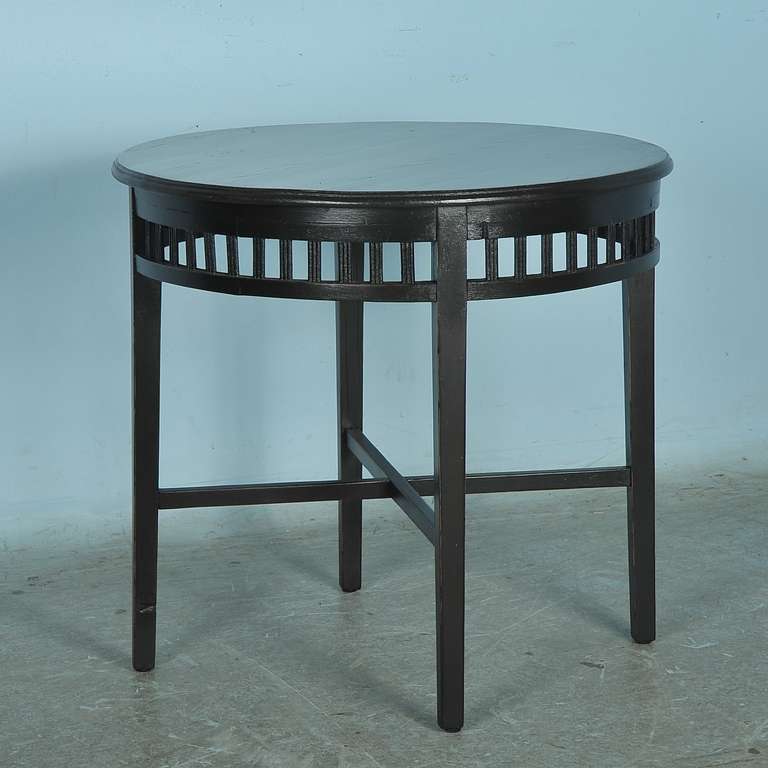 Antique Swedish Black Round Side Table, circa 1890