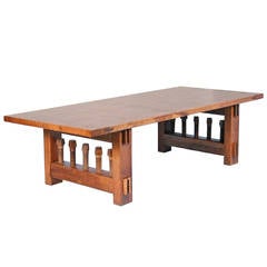 Retro Architectural and Industrial 9' Dining or Conference Table in Reclaimed Wood