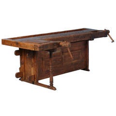 Antique Carpenter's Workbench with Unique Storage Area, circa 1900's