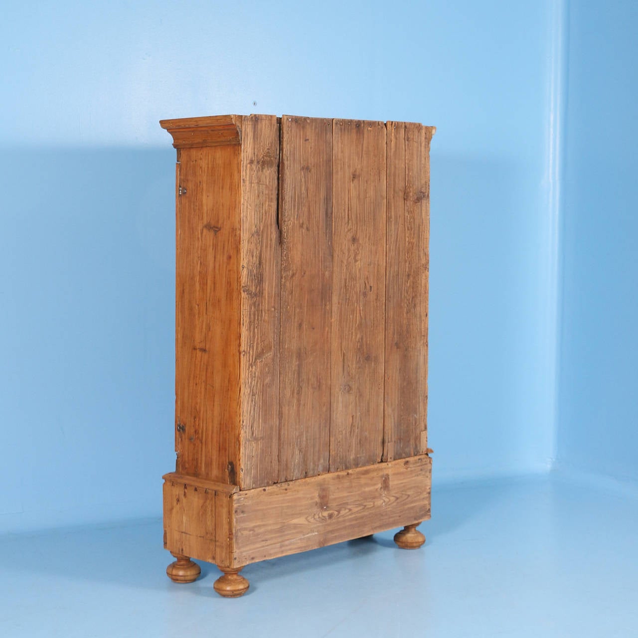 Country Antique Swedish Pine Armoire with Original Painted Panels, circa 1800-1840