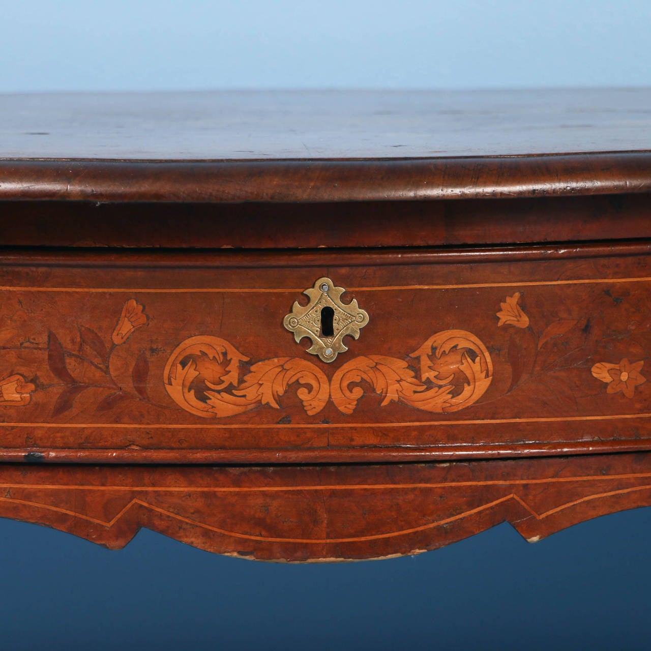 Other Antique Dutch Marquetry 18th Century Large Freestanding Desk For Sale