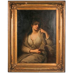 Portrait of Vestal Virgin, Large Original Oil on Canvas Framed