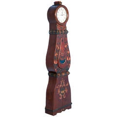 Antique Original Painted Brown Swedish Mora Grandfather Clock, Dated 1831