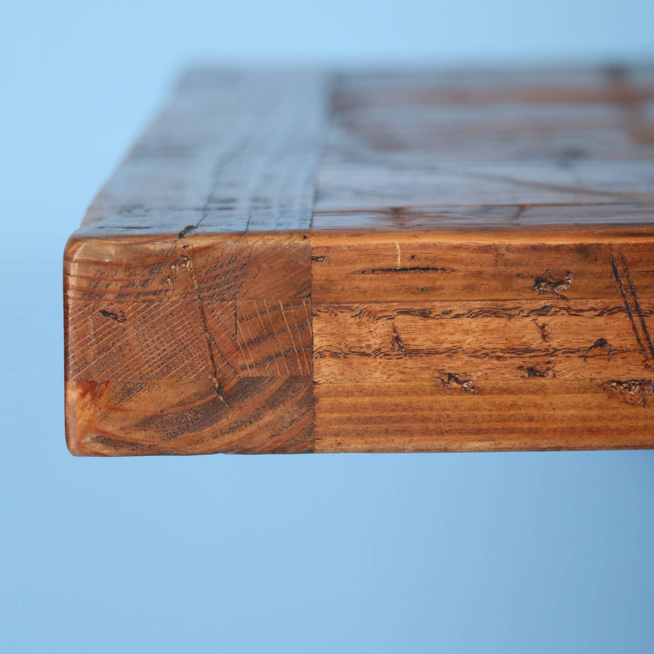 Vintage Industrial Look Dining Table from Reclaimed Wood and Cast Iron Legs In Excellent Condition In Round Top, TX