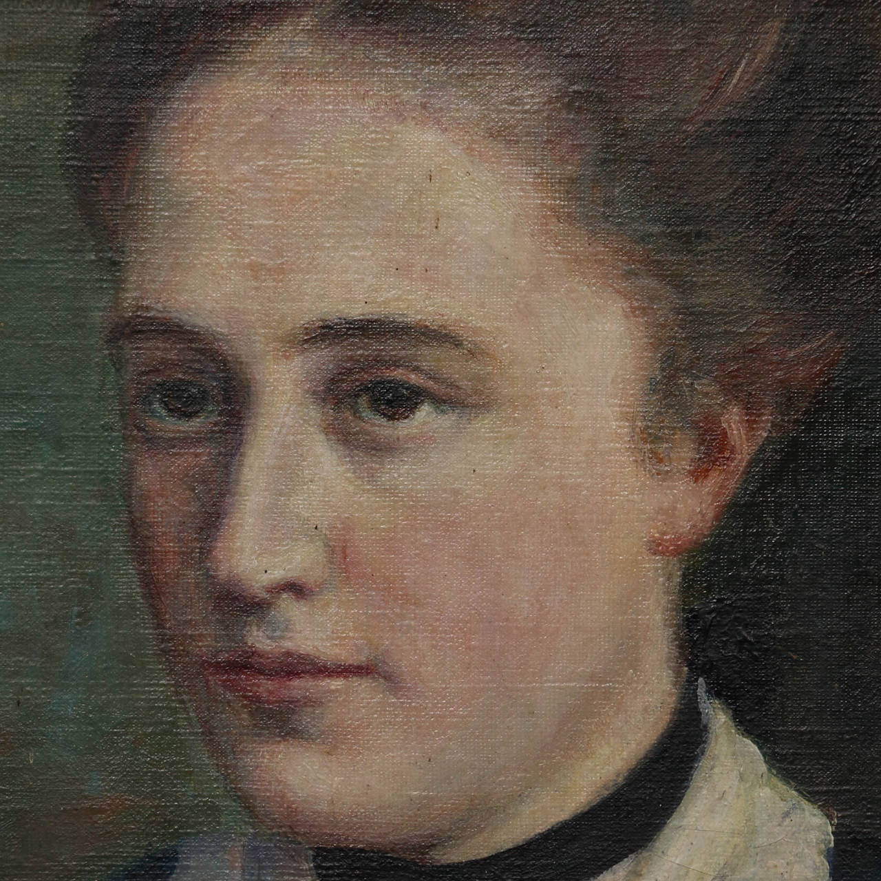 Danish Original Oil on Canvas, Portrait of Young Woman, circa 1900s