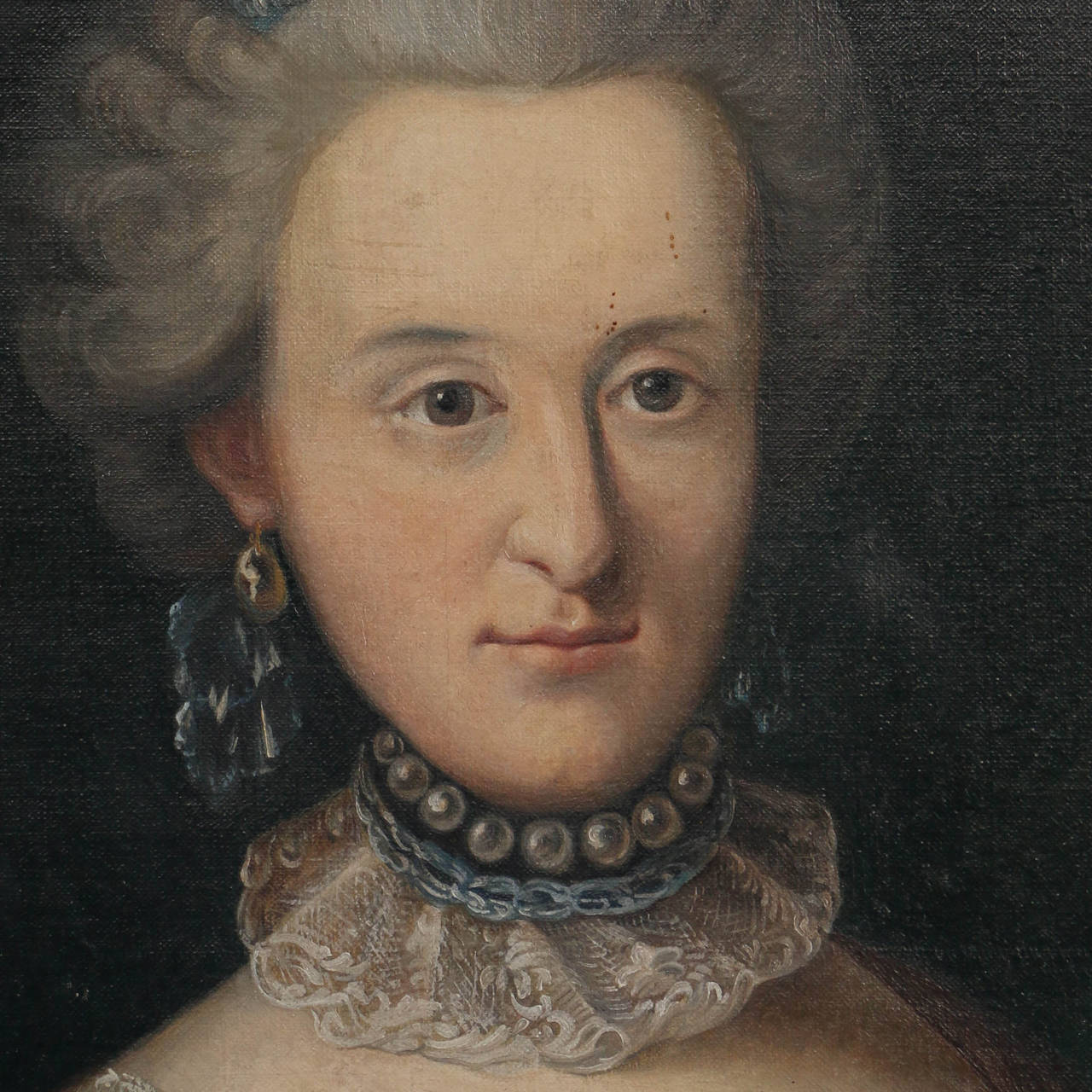 Original oil on canvas, portrait of elegant woman. Christine Marie Middelboe (1742-1807) was the wife of Bishop Stephan Middelboe. Signed and dated on the reverse Svend Rønne 1937. This portrait was commissioned as one of a pair along with her