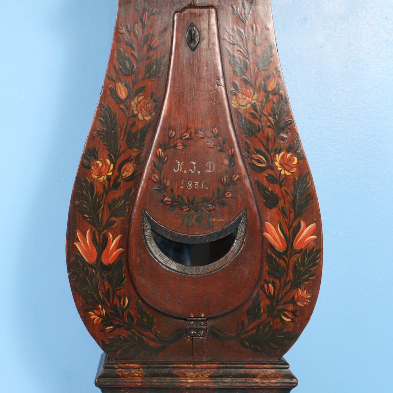 Antique Original Painted Brown Swedish Mora Grandfather Clock, Dated 1831 4