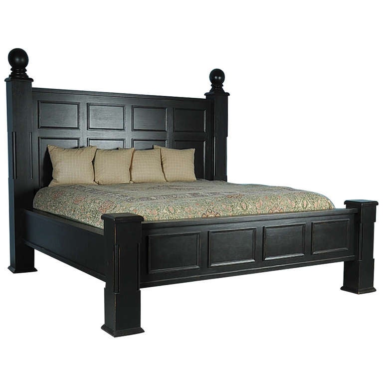 Massive Custom Black King Size Bed At, Dark Wooden King Size Bed Frame
