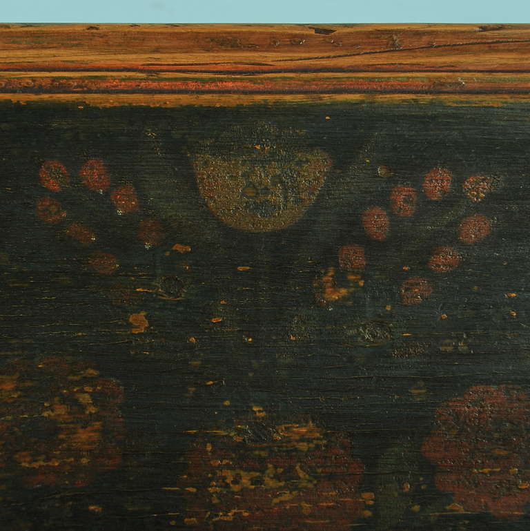 Pine Antique Original Painted Bench, Romania, 1843