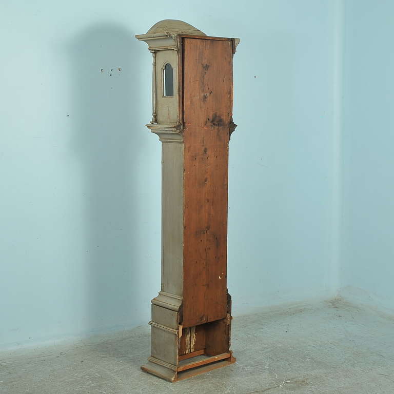 Antique Danish Grey Painted Grandfather Clock, circa 1820 3
