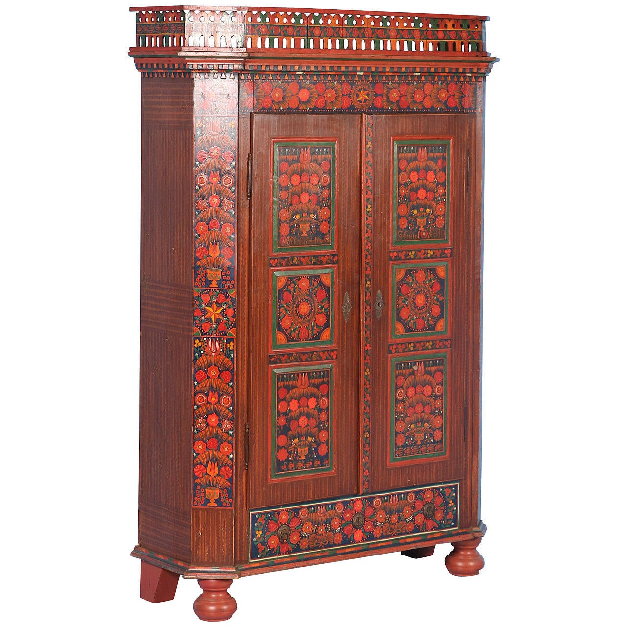 Antique Highly Painted Armoire, Hungary circa 1910 at 1stDibs