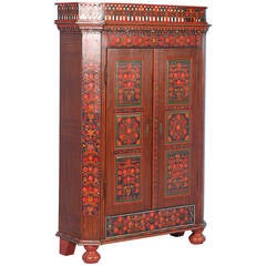 Antique Highly Painted Armoire, Hungary circa 1910