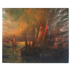 Very Large Original Oil on Canvas Painting, Signed and Titled 'Venise 1905' 10