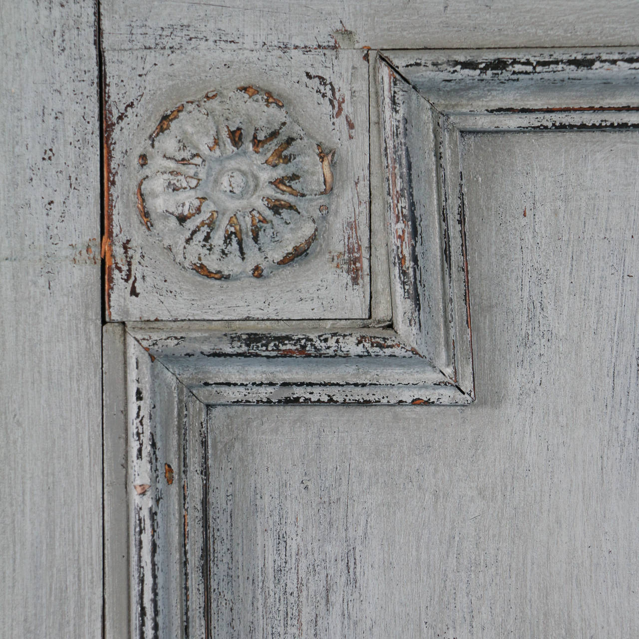 Antique Painted Swedish Armoire with Carved Detail, circa 1850-70 5