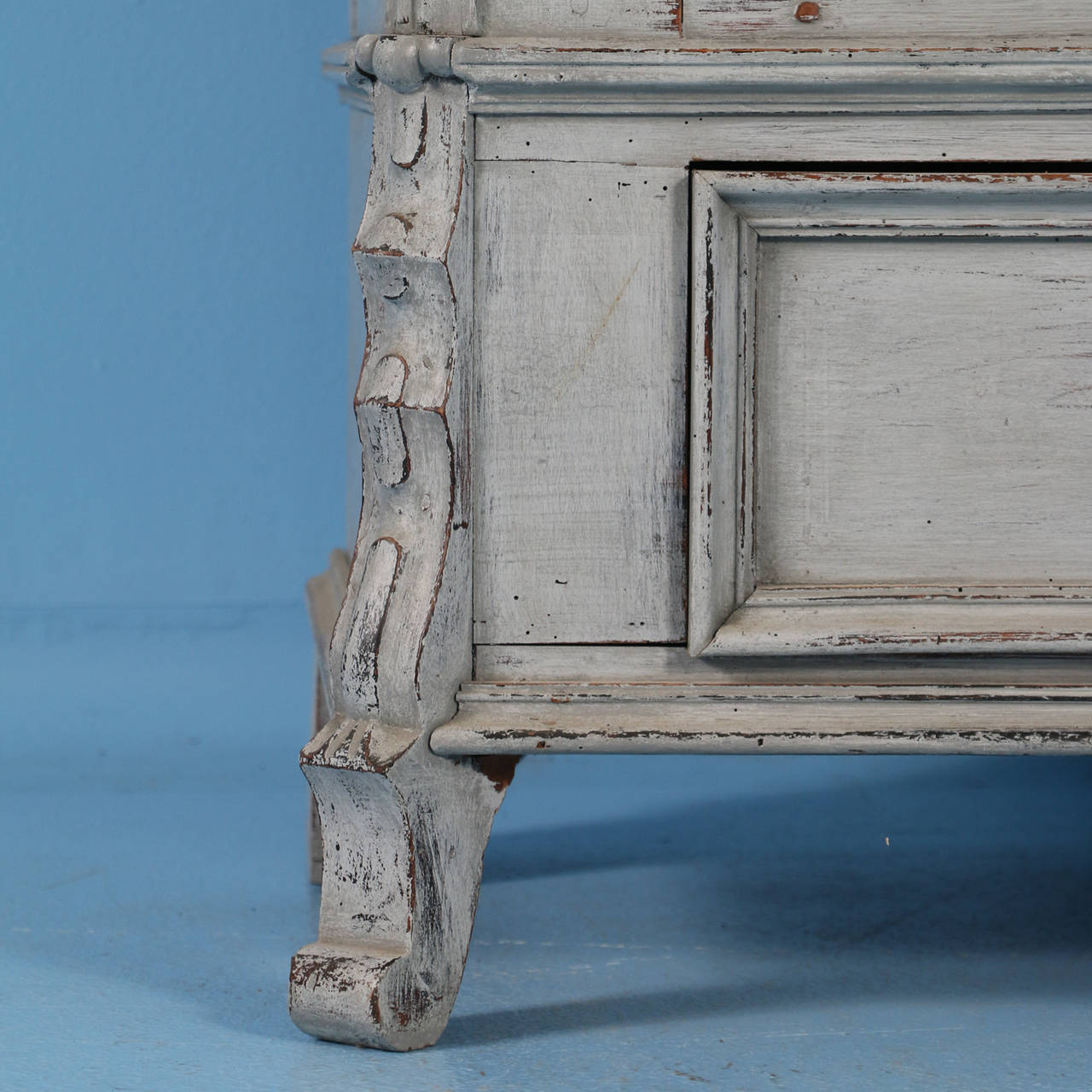 Antique Painted Swedish Armoire with Carved Detail, circa 1850-70 2