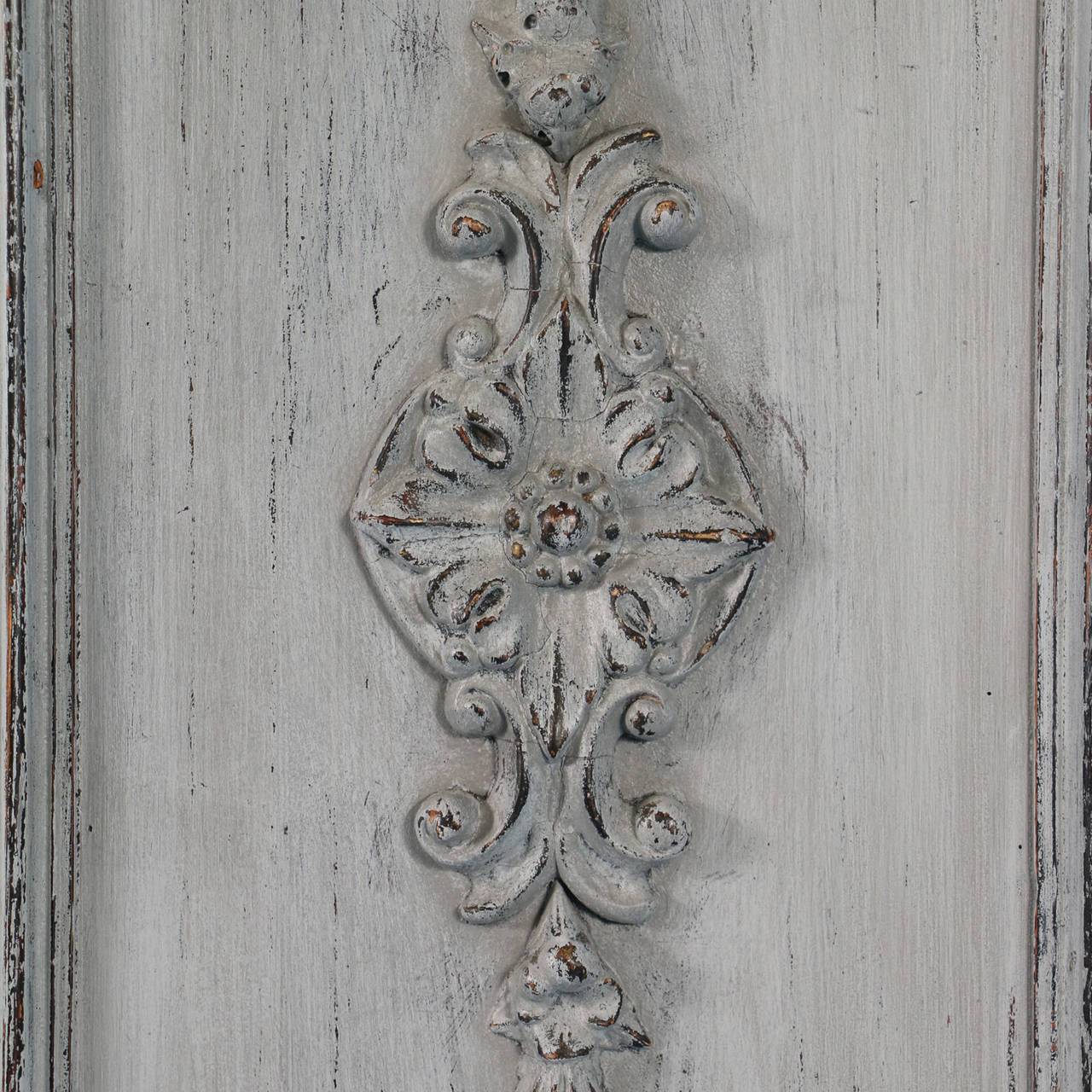 Antique Painted Swedish Armoire with Carved Detail, circa 1850-70 1