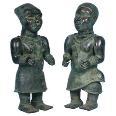 African King & Queen Bronze Sculptures 'Pair'