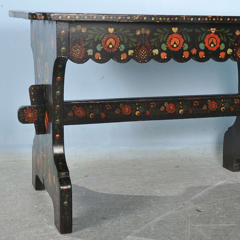 20th Century Antique Highly Painted Black Table