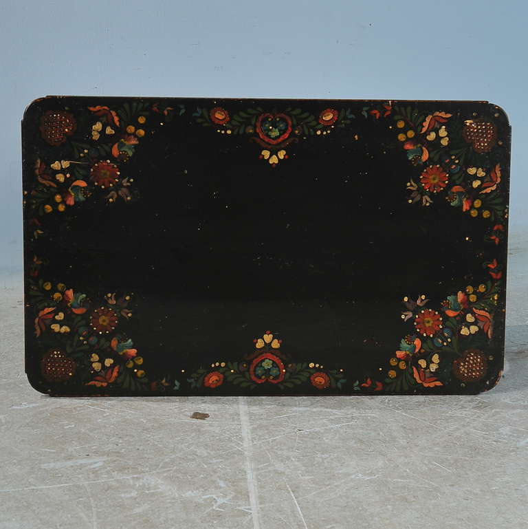 Antique Highly Painted Black Table 3