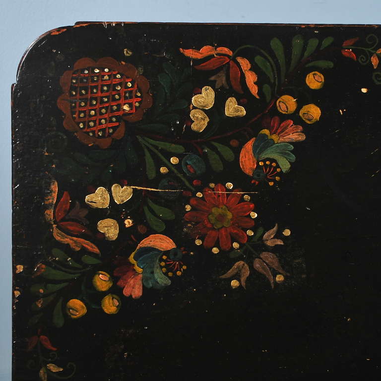 Antique Highly Painted Black Table 4