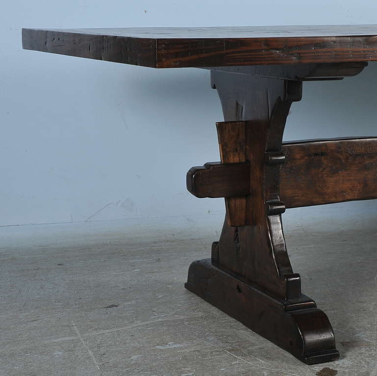 American Large Farmhouse Trestle Dining Tables Made from Reclaimed Wood