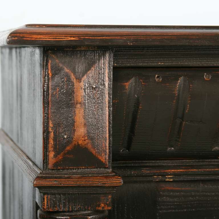 Antique Danish Carved Sideboard Circa 1870, Black Painted Finish 1