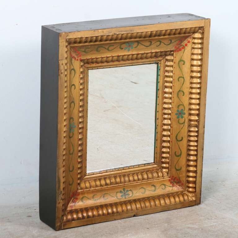 Antique Original Painted Gold Mirror, Russia circa 1900