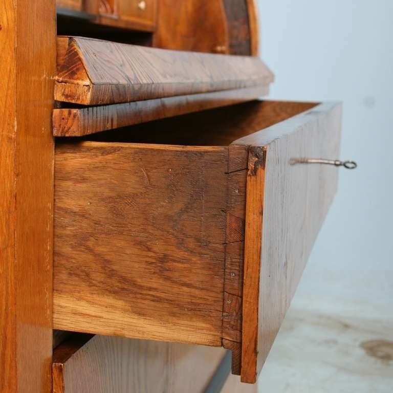 19th Century Antique Biedermeier Elmwood Secretary With Hidden Compartments, circa 1840