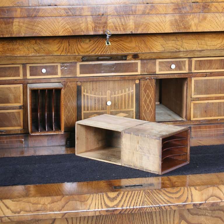 Antique Biedermeier Elmwood Secretary With Hidden Compartments, circa 1840 In Excellent Condition In Round Top, TX