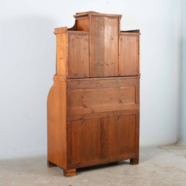 Wood Antique Biedermeier Elmwood Secretary With Hidden Compartments, circa 1840