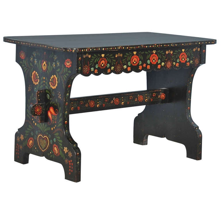 Antique Highly Painted Black Table at 1stDibs