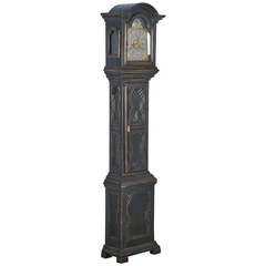 Antique Black Grandfather Clock, Denmark, circa 1820-1840