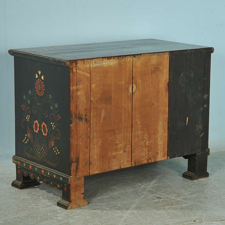 Antique Highly Painted Original Black Cabinet/Sideboard, Hungary circa 1900's 1