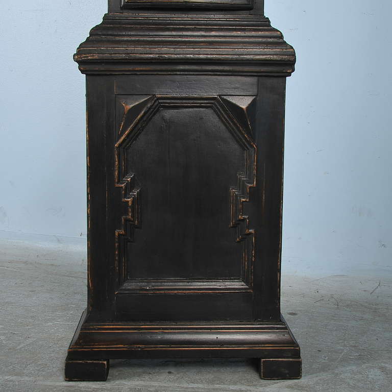 Wood Antique Black Grandfather Clock, Denmark, circa 1820-1840