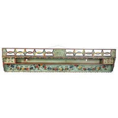 Antique Original Painted Green Hanging Shelf Rack with Flowers and  Birds, 1860-1880