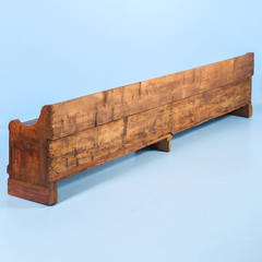 Long Original Painted Red and Blue Romanian Bench with Storage, Dated 1909