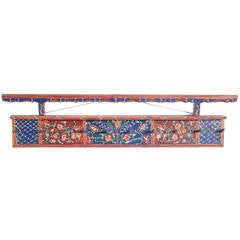 Original Blue and Red Painted Romanian Rack, circa 1880