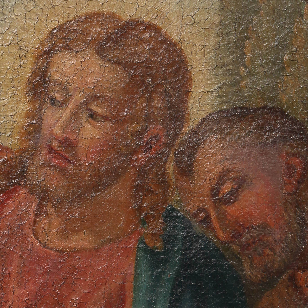 18th Century Original Oil on Canvas, Jesus Handing Keys to Peter, circa 1700s