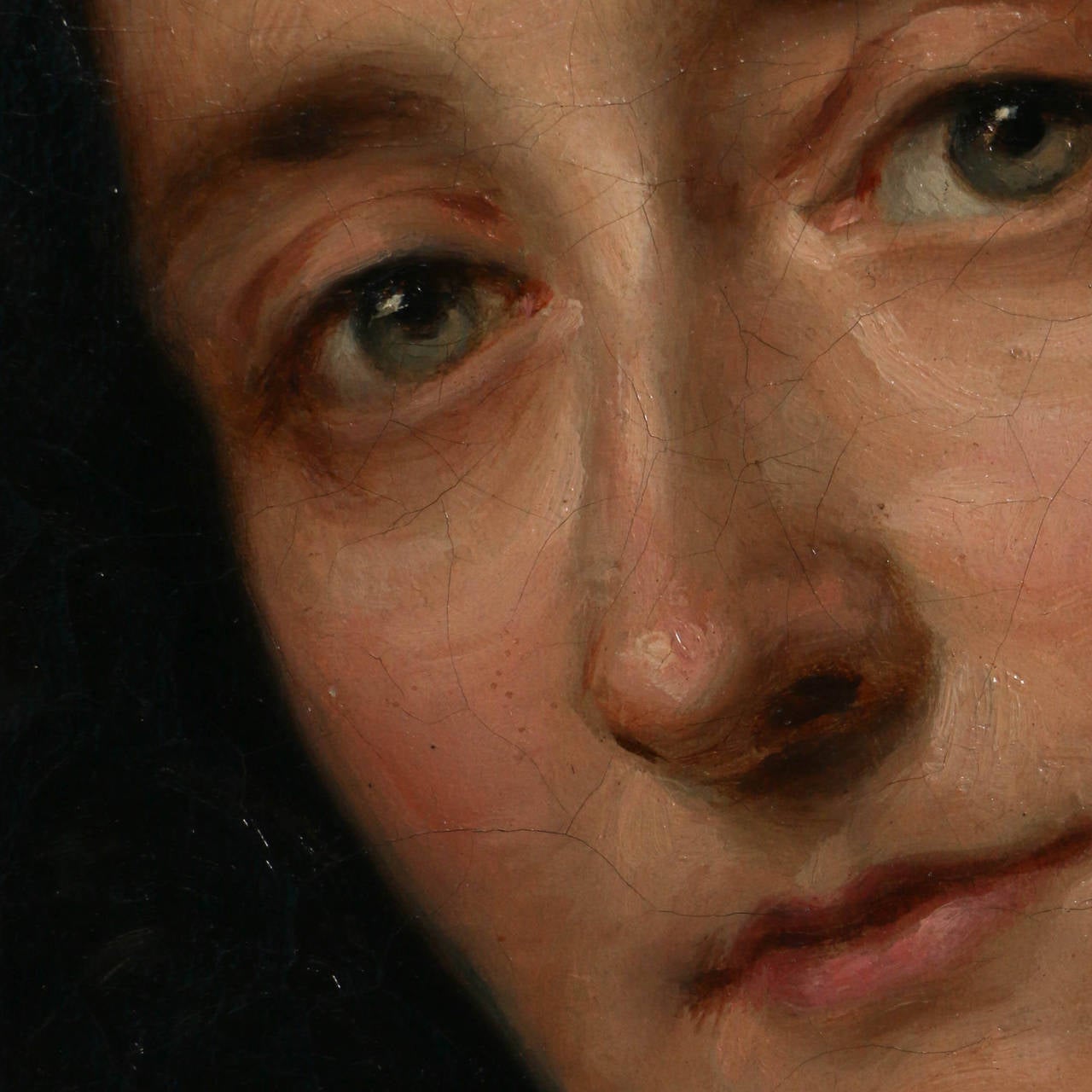 German Original Oil on Canvas Portrait of Fanny Magdalena of Eckenbrecher, 1800's