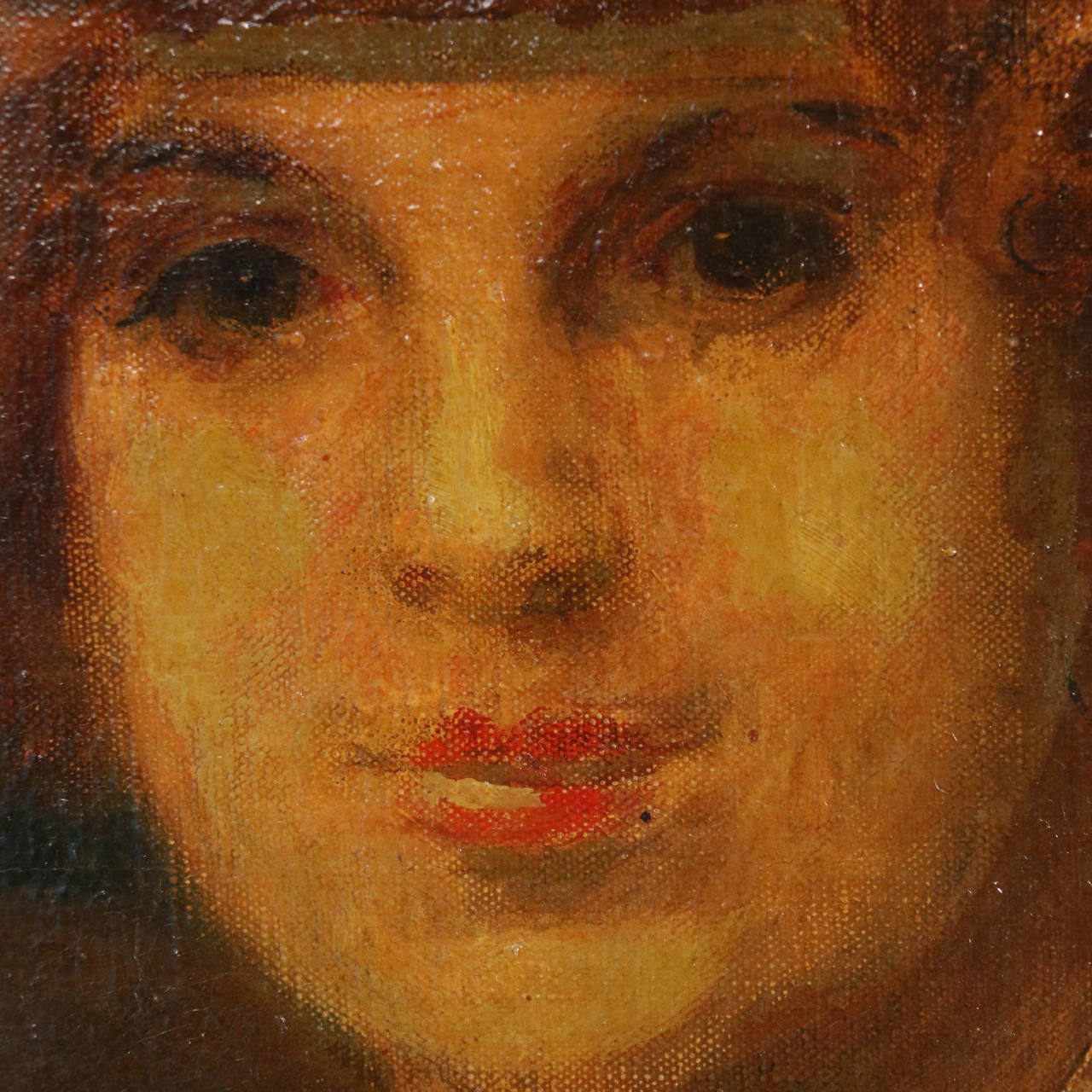 Danish Original Oil on Canvas Portrait of Woman, 