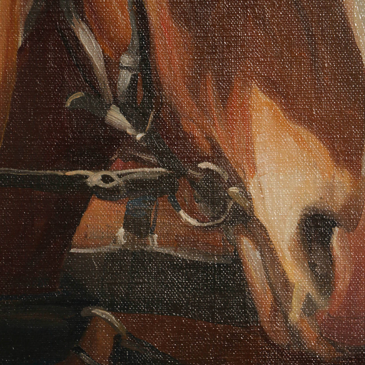 Antique Oil on Canvas Painting of Two Draft Horses, Signed Eilsberg In Good Condition In Round Top, TX