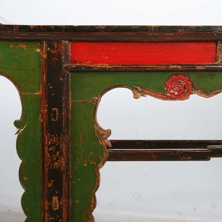 Ornate Antique Painted Lacquered Console Table/Altar Table, China c.1840 1