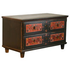 Antique, Black Painted Chest of Two Drawers